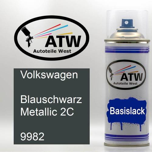 Volkswagen, Blauschwarz Metallic 2C, 9982: 400ml Sprühdose, von ATW Autoteile West.